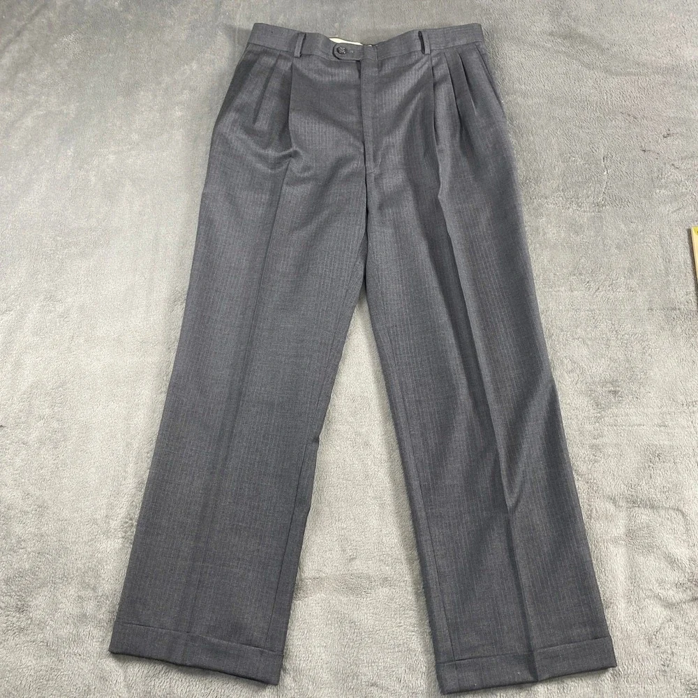 Hickey Freeman Saks Fifth Suit Mens 40R Gray Wool Pinstripe 2-Button Preppy USA‎